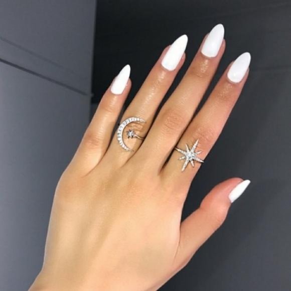 New Silver Crescent Moon & Star Adjustable Ring, cute Ring, shiny Ring. - Picture 7 of 7